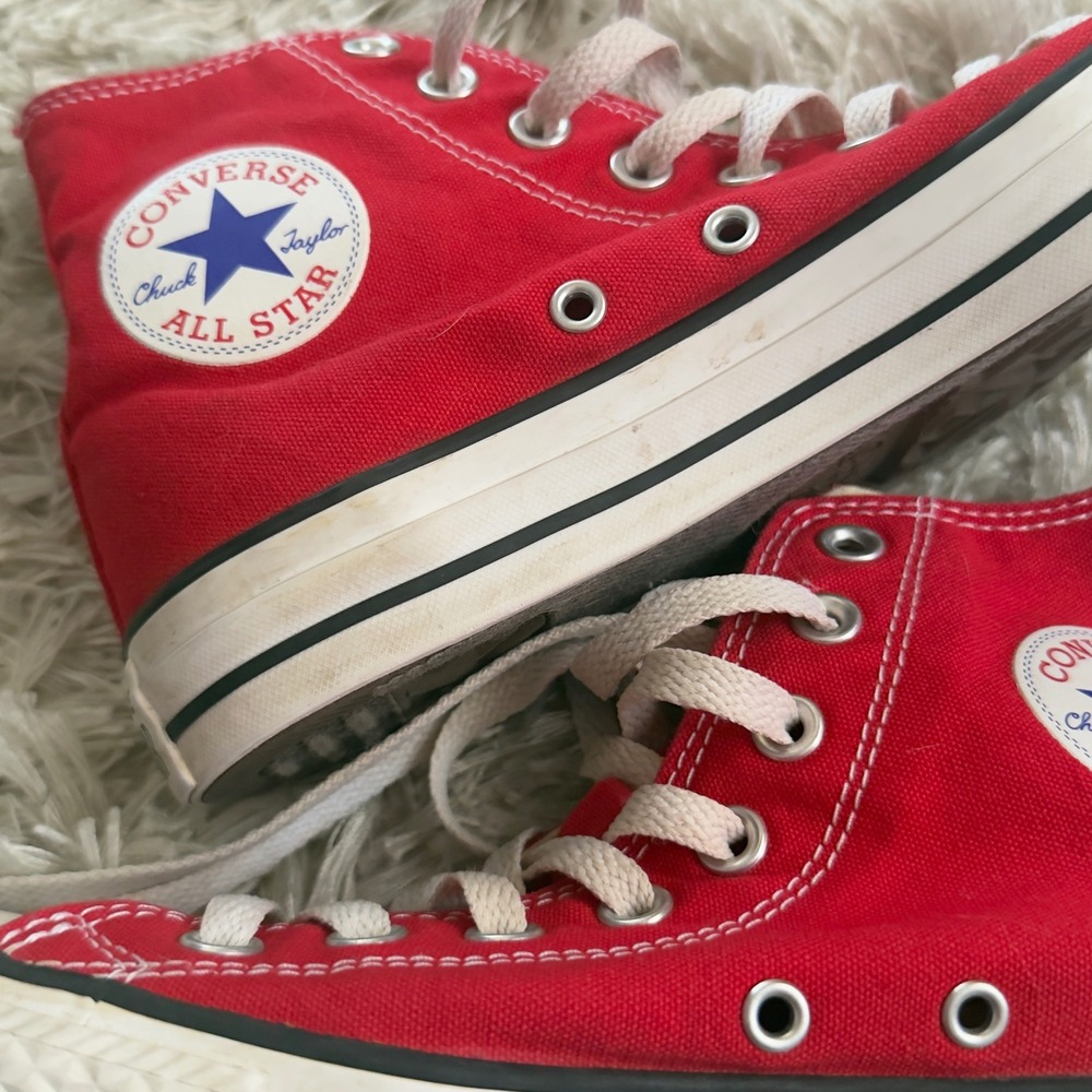 Converse Chuck Taylor All Star Red Canvas High Top Sneakers M 7 W 9 - Picture 14 of 14